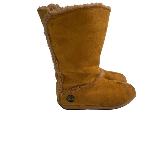 Timberland Womens 9W Tan Suede Fur-Lined Tall Boots With Rubber Soles - Picture 2 of 13